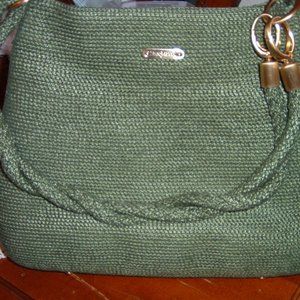 A EricJavits Purse in an olive green color, medium size